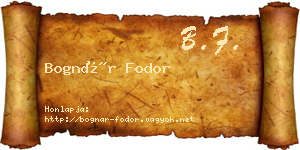 Bognár Fodor névjegykártya