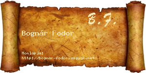 Bognár Fodor névjegykártya